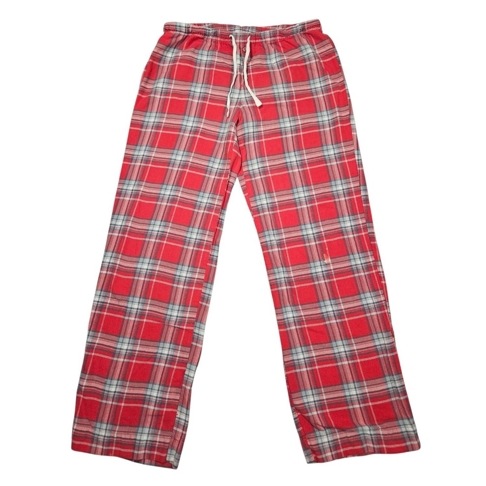 GapBody Womens Flannel Pajama Pants S Red Plaid Drawstring Lounge Sleep Bottoms